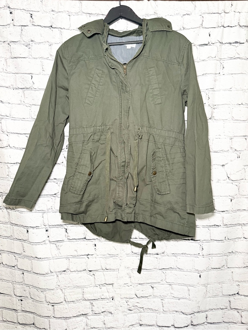 Olive Green Utility Anorak Jacket - Women. Size L